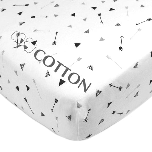 American Baby Company 100% Natural Cotton Fitted Crib Sheet 52" x 28" - Soft, Hypoallergenic, Silver Black Arrow