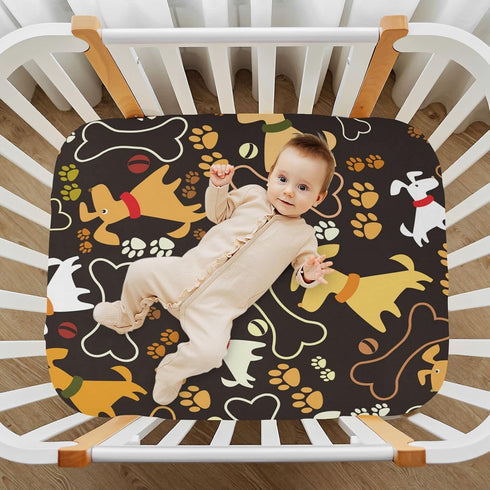 Cover,27" 39" 5" ATTX Fitted Crib Sheet Cute Cartoon Dog Paw Bone Baby Sheets for Standard Crib Toddler Mattress Cover