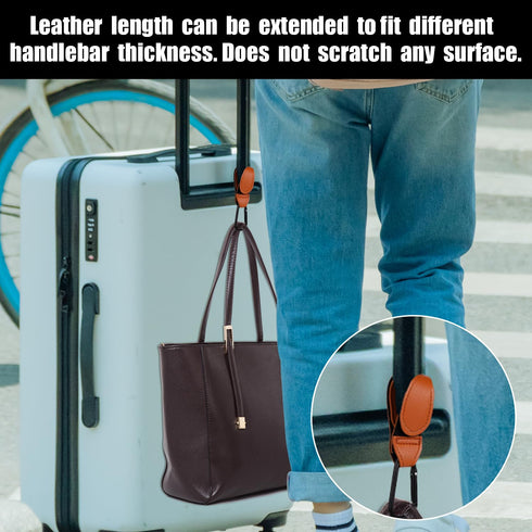 2pcs Adjustable Baby Stroller Hooks, Leather Buckle Strap, Multipurpose Style for Hanging Shopping Diaper Bags
