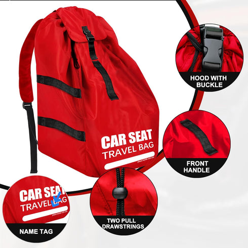 Backpack Car Seat Travel Bag for Airplane, Large Car Seat Bags for Air Travel with Comfort Padded Straps, Carseat