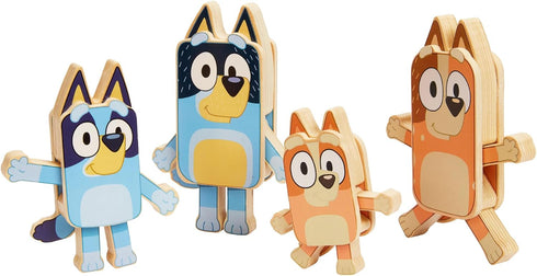 Bluey Wooden Character Figures – 4 Colorful Wooden Figures for Children 3 Years and Up