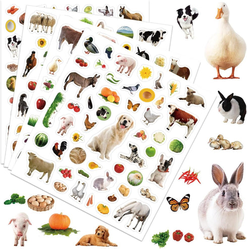 Farm Animal Stickers for Kids, 400Pcs Assortment Barnyard Animal Decals for Birthday Party Decorations and School