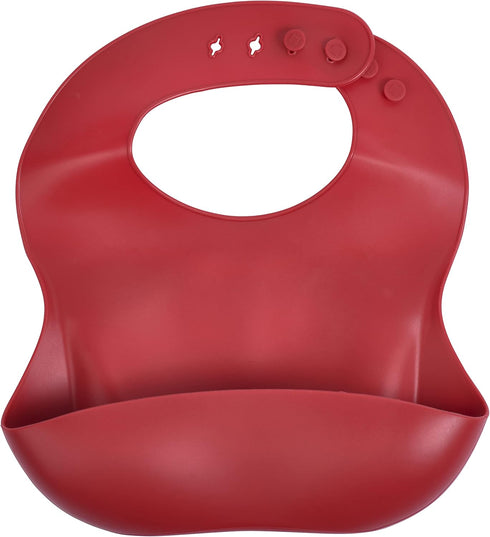 Three Little Tots Adjustable Fit Modern Silicone Baby Bib – Waterproof Catch Bibs for Infants