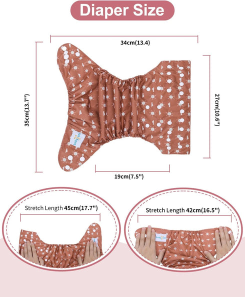 Tummy Pack 13, 6 6 babygoal AWJ Cloth Diapers with Panel of Diaper Cover with Inserts and Wet Dry Bag, Adjustable