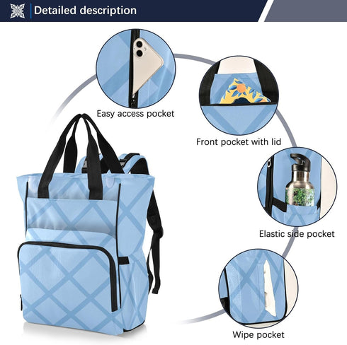 SUABO Backpack Baby Diaper Bag Blue Ice Cream Large Bag Waterproof Travel Diaper Bags for Moms and Dads