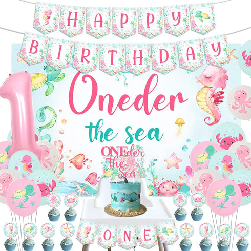 Oneder the Sea 1st Birthday Girl Decorations, Under the Sea Ocean Animal