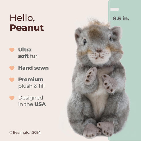 Bearington Peanut Plush Squirrel Stuffed Animal - 8.5 Inches