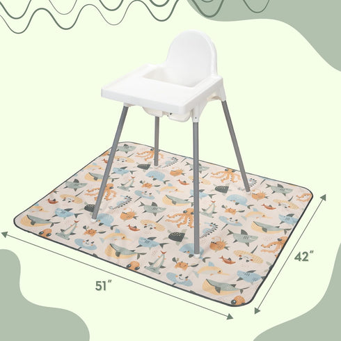 S&T INC. Baby Splat Mat for Under High Chair, Waterproof Highchair Mat with Anti-Skid Backing, Machine Washable, 42"x51"