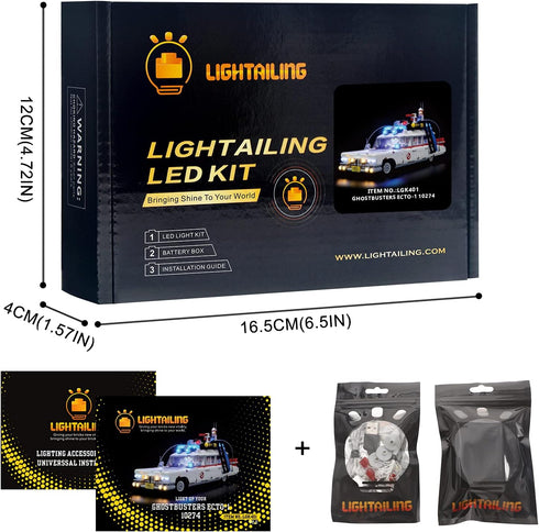Lightailing Light Set for ECTO-1 Building Blocks Model LED Light Kit Compatible with Lego 10274 (Model Not Included)