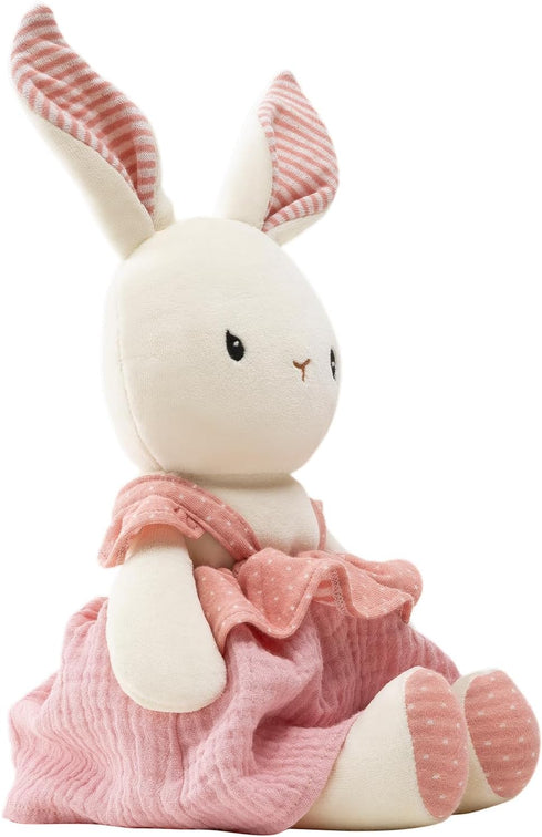 7" Bunny Stuffed Animal Organic Cotton Baby Plush Toys, Easter Stuffed Animal Easter Plush Bunny Soft Cuddly Toy