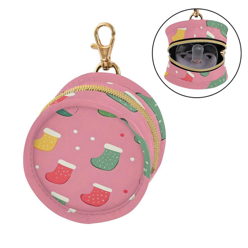 YETTASBIN Christmas Socks Portable Pacifier Holder Case with Metal Hook Buckle & Zipper for Diaper Bag and Stroller