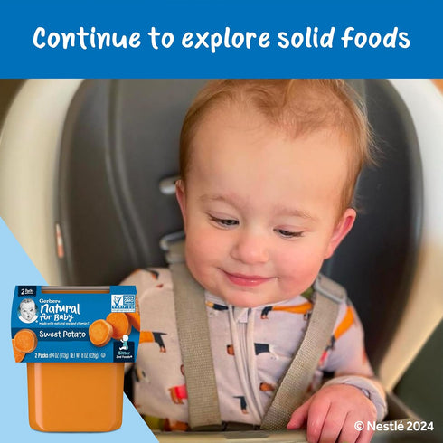Gerber 2nd Food Baby Food Sweet Potato Puree, Natural & Non-GMO, 4 Ounce Tubs, 2 Count (Pack of 8)