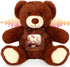 14 Inch Remembrance Bear Plush Stuffed Animal with Recorder, Soft Doll Toy with Picture Frame (Dark Brown)