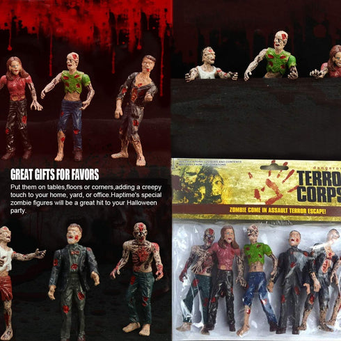 6 Pcs Zombie Dolls Action Figures, Walking Dead Toys for Halloween Party Decorations, Gifts for Kids