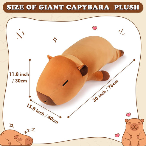 30'' Giant Capybara Plush Stuffed Animal- Capybara Plush Pillow Plushies, Large Sleeping Capybara Plush Toy, Cute