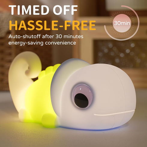 Myratts Dimmable Night Light for Kids, Cute Soft Silicone Chameleon Lamp, Timer Nursery Portable Kawaii Lamps, Bedside