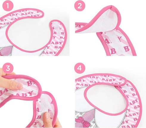 Littleforbig Cotton Waterproof Babydoll Printed Adult Bib with Adjustable Velcro Closure - Pretty in Pink Baby Bib