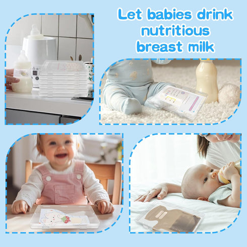 WYKOO 6 Pack Clear Freezer Breast Milk Storage Organizer Flat Breast Milk Freezer Storage Organizer Breastmilk Freezer