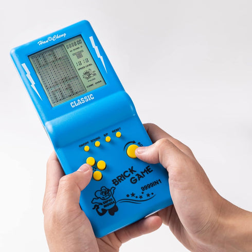 Brick Game Console: Retro Handheld Game Console with 3.5-inch Screen & Built-in 23 Games (Blue)