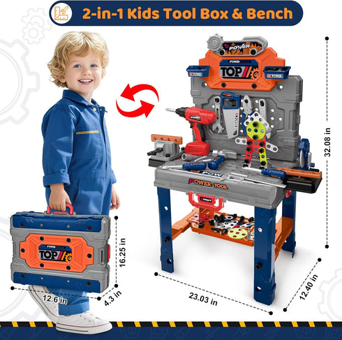 132 Set, 3 4 5 6 7 8, Set 3-5 6-8 Kids Tool Bench with Realistic Electric Drill, PCS Toddler Tool Birthday Toys