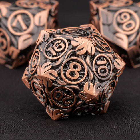 KERWELLSI Metal DND Dice Set D&D, 7Pcs Nature Vines Leaf Role Playing