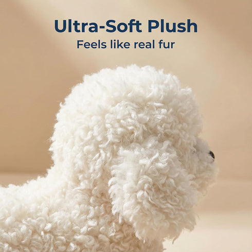 12" CU-MATE Plush Poodle Dog Toys, Simulation-Realistic & Lifelike Soft Stuffed Animal Dog, Handmade Stuffed Dog Toys