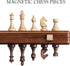 15" Set, 3" 2 Set A&A Magnetic Wooden Chess Handmade King Height Staunton Chess Pieces with Extra Queens, Folding