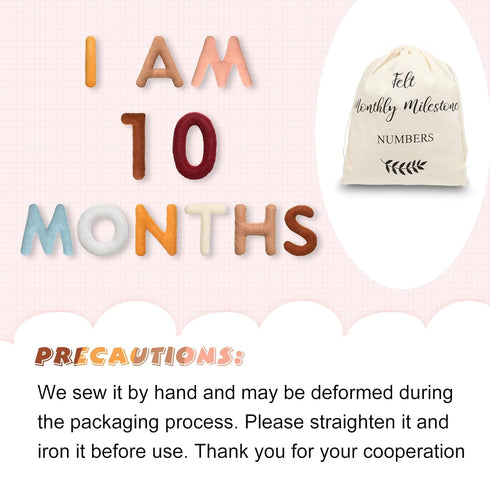 Windkream 29 1-12 Pcs Felt Baby Monthly Milestone Decor Numbers and Letters Newborn Birth Photography Props, Months