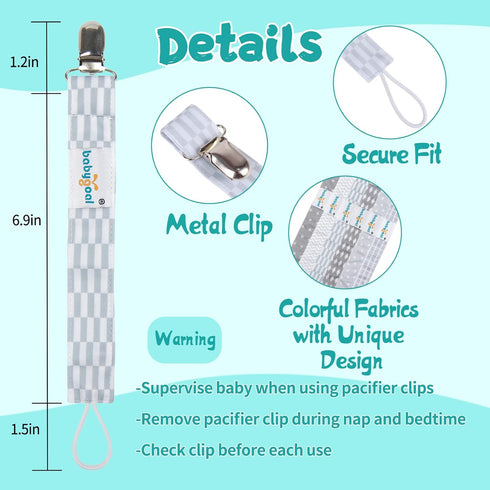 Babygoal Pacifier Clips, 6 Pack Holder for Boys and Girls, Fits Most Pacifier Styles & Baby Toys, Baby Gift 6MP09
