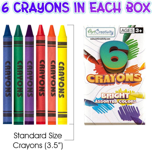 Packs, 25 Sets 6 Packs 150 Packs ArtCreativity Bulk Crayon of Total Crayons Bulk Non-Toxic Individual for Kids