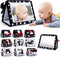 Tummy Time Mirror with Soft Book, Black and White High Contrast Baby Toys for Crawling