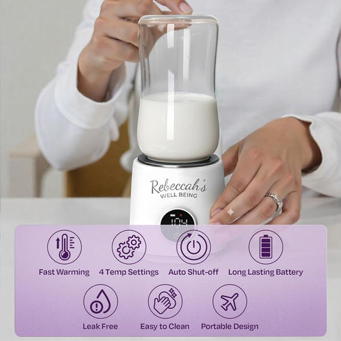 Rebeccah's Well Being 4 Settings, Portable Bottle Warmer for Travel with built in Nightlight, Fast Heat Lightweight