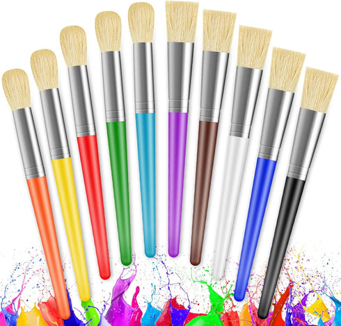 Paint Brushes for Kids, 10 Pcs Big Washable Chubby Toddler Paint Brushes, Easy to Clean & Grip for Acrylic Paint