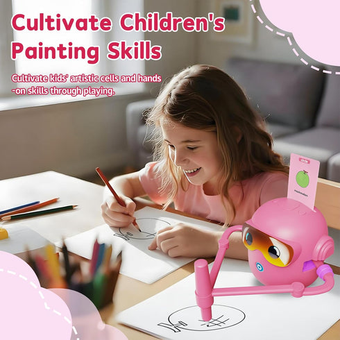 100 12 3 4 5 6 7 8 Peledic Drawing Robot Toy for Kids with Word Cards & Color Pens, Voice Interactive Educational