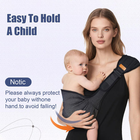 Beyoik 10-30 lbs(Grey) Baby Sling Carrier,Baby Sling with Cushion,Toddler Carrier with Comfortable Sponge