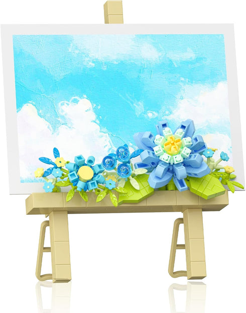 Vilbocr Mini Flower Building Bouquet SetBlock Easel for Desk Decorations and Message Stickers.Flower