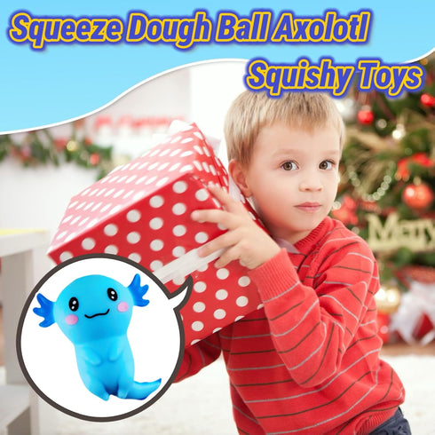 Belsheu Axolotl Animal Dough Fidget Balls Squishy Toys, Blue Axolotl Squeeze Sugar Stress Ball for Adults, Anxiety