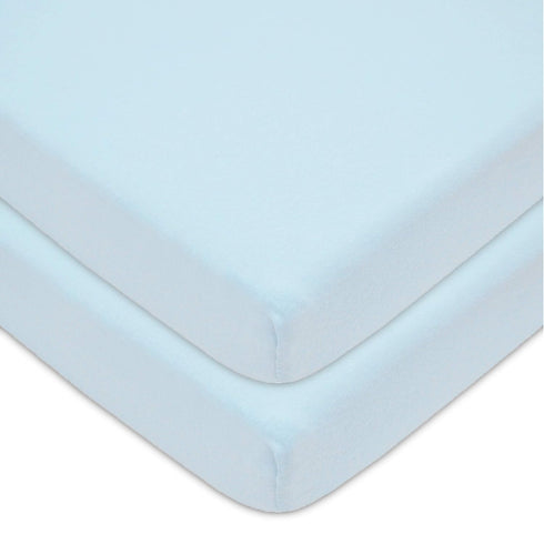 American Baby Company 2 Pack Fitted Mini Crib Sheets, 100% Natural Cotton 38" x 24", Soft & Breathable Blue