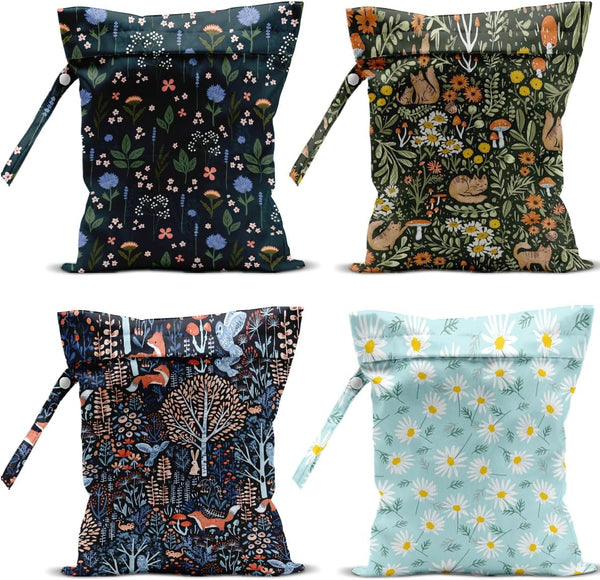 VBCVBGFH 4 Pack Cute Wet Bag Waterproof Washable Reusable Wet Dry Bag for