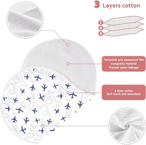 CHUROUSY Set 2 22 11 Inch Baby Muslin Burp Cloths of Blue Airplanes Muslin Washcloths Air Plane Transportation Sky