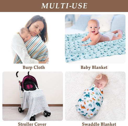 4 Pack 100% 47 47 inches, david's kids Baby Muslin Swaddle Blankets, Cotton and Ultra Soft Breathable Receiving Blanket