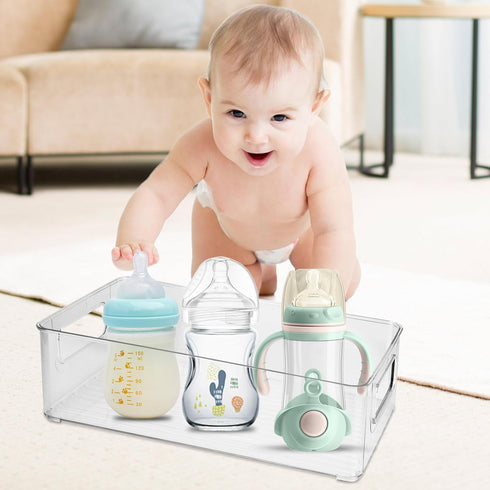 Baby Bottle Organizer Plastic Storage Center for Baby Bottles and Food Jars, Perfect for Kitchen Cabinet and Countertop