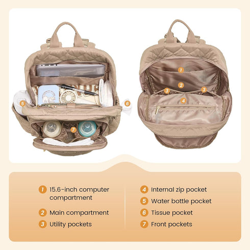 Backpack,Puffer Backpack LOVEVOOK Diaper Bag Quilted Baby Diaper Bag with Insulated Pockets,Travel Diaper for Boys