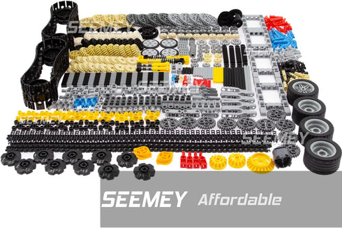 844Pcs Technical Parts Set - Pins-Gears-Axles Compatible with Main Brands, Latest Differentials for Tank Track Car