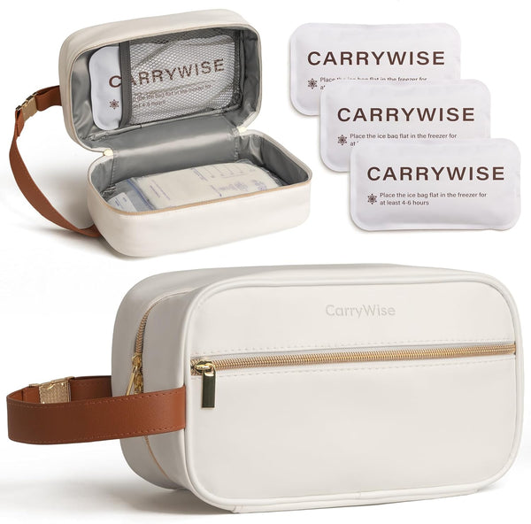 CarryWise Breast Milk Cooler Travel Bag with 3 Ice Pack, Waterproof Breastmilk Cooler