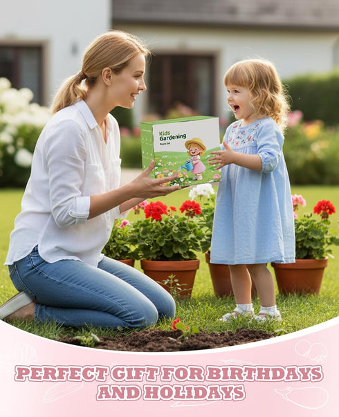 Set, Kids Gardening Gardening Tools Kit for Kids and Toddler, Includes Wooden Rake, Two Shovels, Gloves, Watering Can