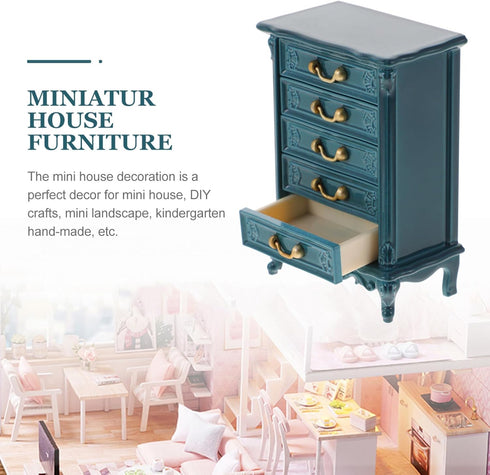 1:24 Toyvian Dollhouse Cabinet Miniature Drawer Cabinet Scale Mini Wood Cabinet Wooden Storage Dresser for Dollhouse