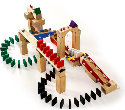 200 Set/Ball Set Calmado - pcs Marble Run Wooden Track for Kids/Girls/Boys Made of Beech Wood + Bag + Instructions