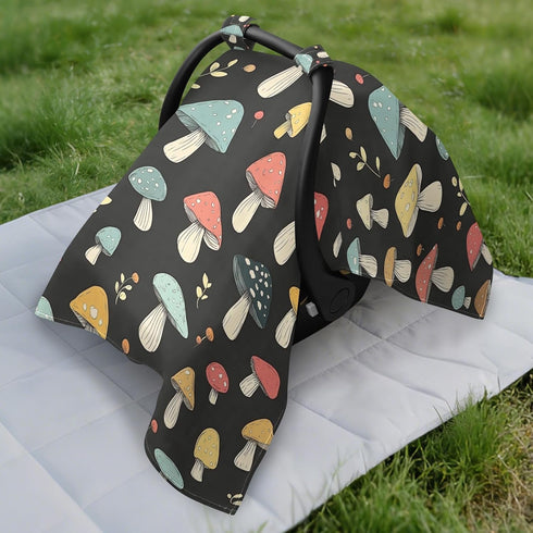 Dalzium Mushroom Car Seat Cover Baby Girl Boy, Carseat Canopy Cover Breathable Baby Carrier Cover Stroller Sun Shade