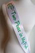 Amy's Bubbling Boutique Twin Baby Shower Sash, Two Peas in My Pod for Mom to Be, White & Green